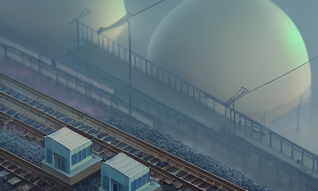 the prompt was 'social media' - it shows two domes next to a railway track